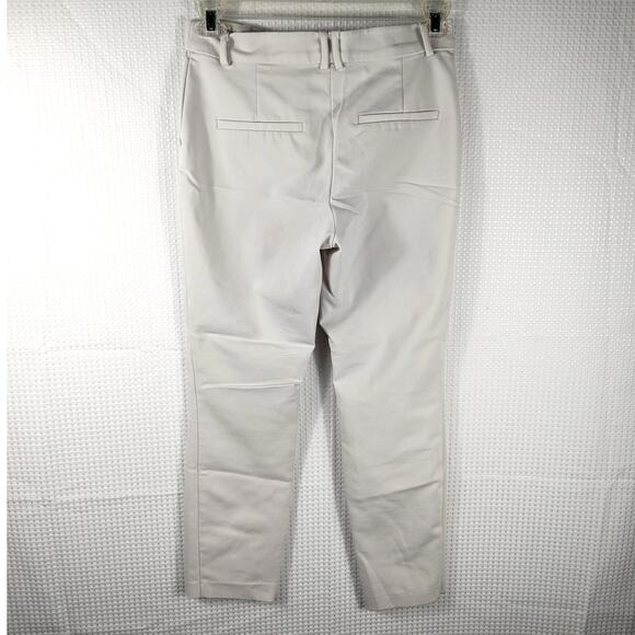 H&M Women’s Pants Size 6 Beige Slim Fit Cotton Blend Stretch Ankle Trousers - Picture 2 of 4
